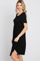 Black Babydoll Round Hem Dress