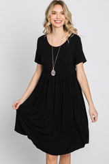 Black Babydoll Round Hem Dress