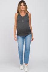 Charcoal Button Up Maternity Tank Top