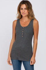 Charcoal Button Up Maternity Tank Top