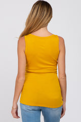 Yellow Ribbed Button Up Maternity Tank Top