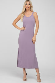 Lavender Sleeveless Side Slit Maxi Dress