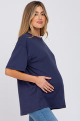 Navy Basic Oversized Maternity Tee