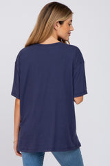 Navy Basic Oversized Maternity Tee