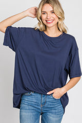 Navy Basic Oversized Maternity Tee