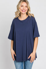 Navy Basic Oversized Tee