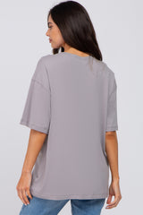 Grey Basic Oversized Maternity Tee