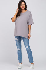 Grey Basic Oversized Maternity Tee