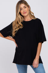 Black Basic Oversized Maternity Tee