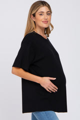 Black Basic Oversized Maternity Tee