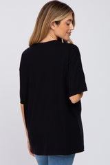 Black Basic Oversized Maternity Tee