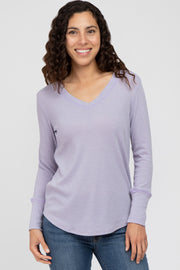 Lavender Waffle Knit Long Sleeve Top