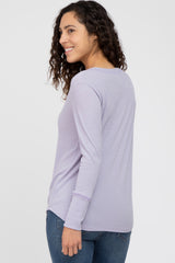 Lavender Waffle Knit Long Sleeve Top