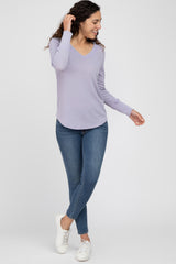 Lavender Waffle Knit Long Sleeve Top