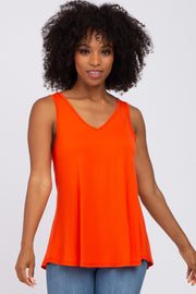 Orange Basic V-Neck Tank Top