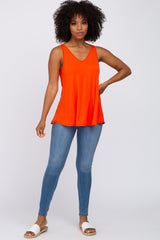 Orange Basic V-Neck Tank Top