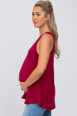 Burgundy Basic V-Neck Maternity Tank Top