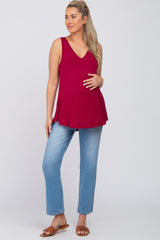 Burgundy Basic V-Neck Maternity Tank Top