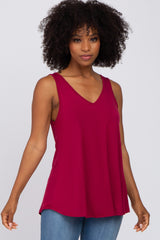 Burgundy Basic V-Neck Maternity Tank Top