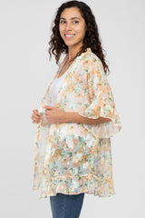 Peach Floral Chiffon Ruffle Cover-Up