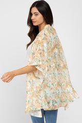 Peach Floral Chiffon Ruffle Maternity Cover-Up