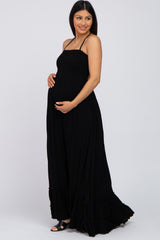 Black Halter Neck Cut Out Maternity Maxi Dress