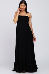 Black Halter Neck Cut Out Maternity Maxi Dress