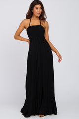 Black Halter Neck Cut Out Maxi Dress