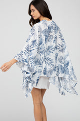 Navy Leaf Print Ruffle Accent Maternity Coverup