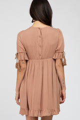 Mocha Ruffle Tassel Accent Dress