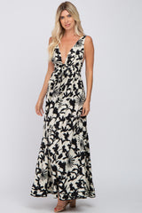 Black Floral Sleeveless Maxi Dress