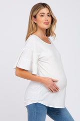 Heather Grey Ruffle Sleeve Ribbed Maternity Top