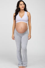 Lavender Ribbed Crossover Maternity Sports Bra