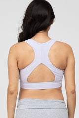 Lavender Ribbed Crossover Maternity Sports Bra