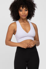 Lavender Ribbed Crossover Maternity Sports Bra