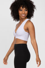 Lavender Ribbed Crossover Sports Bra