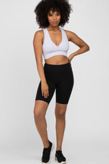 Lavender Ribbed Crossover Sports Bra