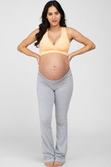 Peach Ribbed Crossover Maternity Sports Bra