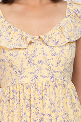 Yellow Floral Ruffle Tiered Maxi Dress