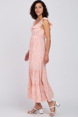 Pink Floral Ruffle Tiered Maxi Dress