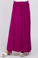 Plum Layered Side Smocked Waist Maternity Maxi Skirt