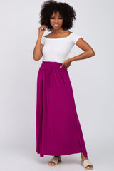 Plum Layered Side Smocked Waist Maternity Maxi Skirt