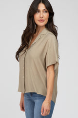 Taupe Button Up Dolman Sleeve Top