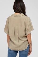 Taupe Button Up Dolman Sleeve Top