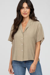 Taupe Button Up Dolman Sleeve Top