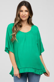 Kelly Green Crochet Accent Dolman Maternity Top