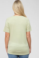 Light Olive V-Neck Short Sleeve Maternity Top