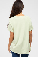 Light Olive V-Neck Short Sleeve Top