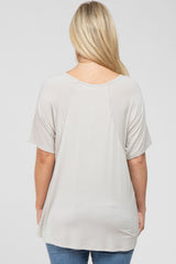 Light Grey Basic Raglan Short Sleeve Maternity Top