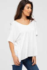 White Basic Raglan Short Sleeve Top